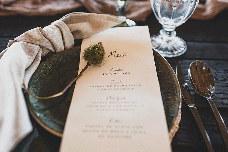 Menú para bodas en Mérida